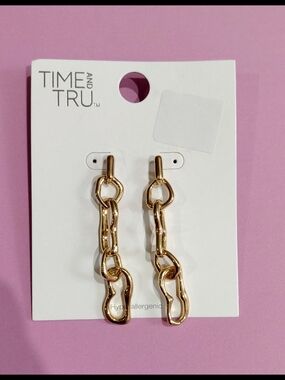 Time and Tru Gold Link Drop Earrings - Gold